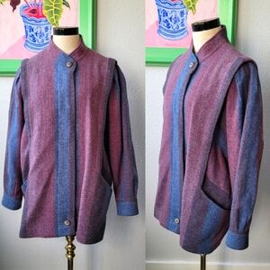 Vintage 1980s Avoca Collection Irish County Wicklow Woven Wool Cocoon Coat